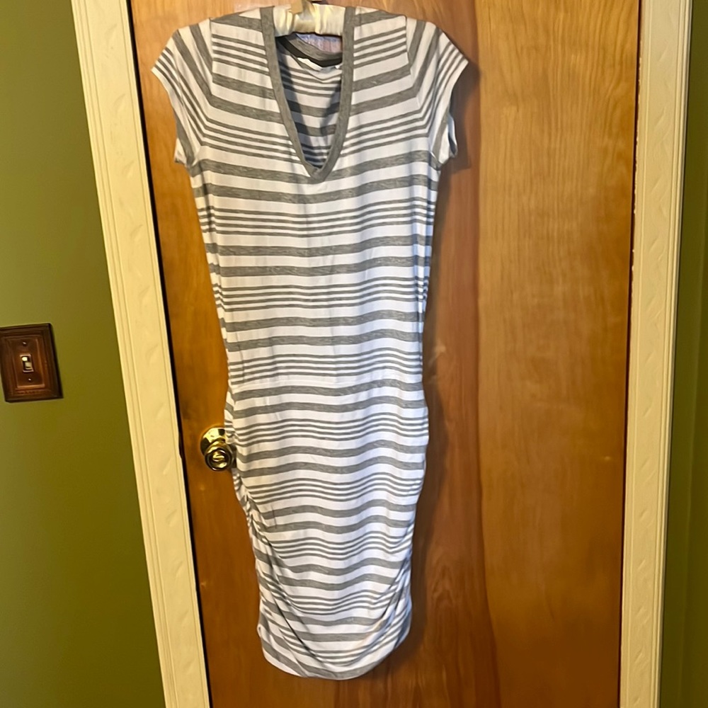 Athleta striped ruched dress